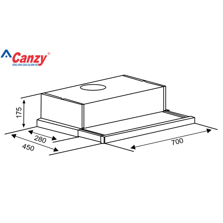 Máy hút mùi Canzy CZ-7002G / Hút mùi âm tủ Canzy, Bảo Hành 3 Năm