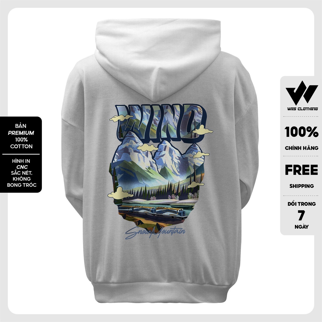 Áo hoodie form rộng WIIS bản Premium unisex nỉ bông NÚI thời trang nam nữ oversize ulzzang