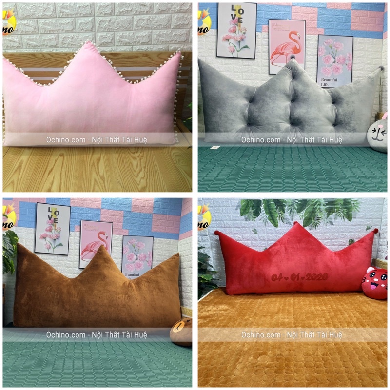 Gối Tựa Đầu Giường Vương Miện Mẫu Mới size 1m2-55 hàng Handmade Cao Cấp Loại 1
