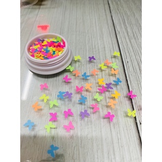Sequin Hình Bướm Màu Neon Trang Trí Móng