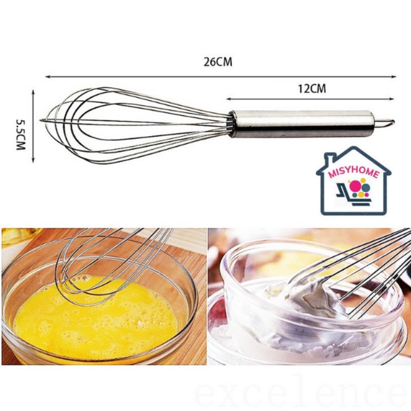 Đánh trứng kem bông trộn bột lồng inox tạo bọt quay xoay thủ công bằng tay cầm tay khuấy trứng gà làm bánh