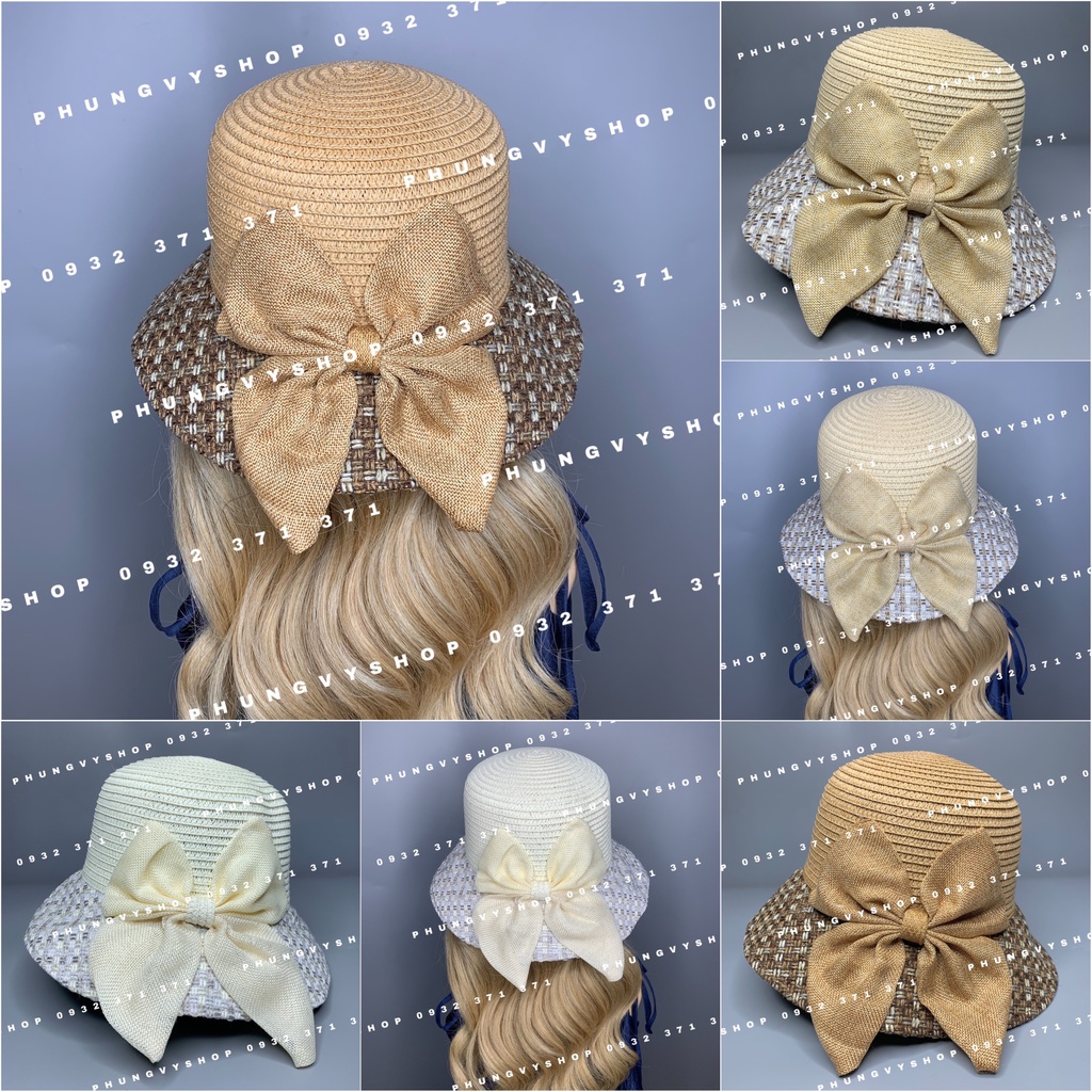 (NT)- Mũ cói VÀNH NHỎ LEN ĐAN- nón đi biển che nắng