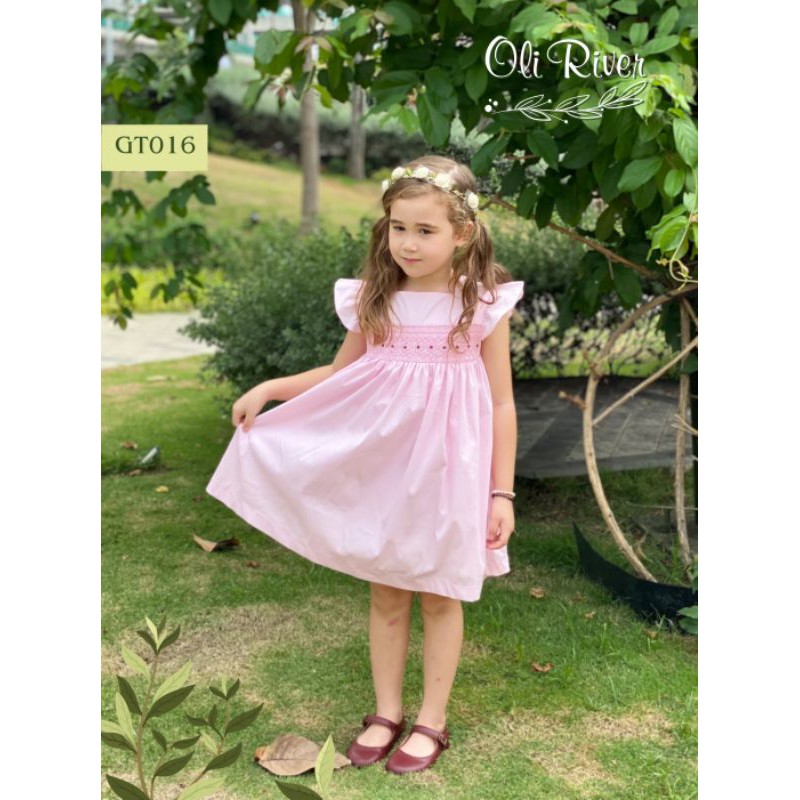 Váy smock hồng Oli River Kids cánh tiên siêu cute dành cho bé