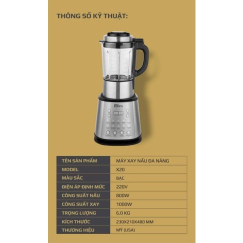 Máy xay sữa hạt olivo x20, cối xay đa năng