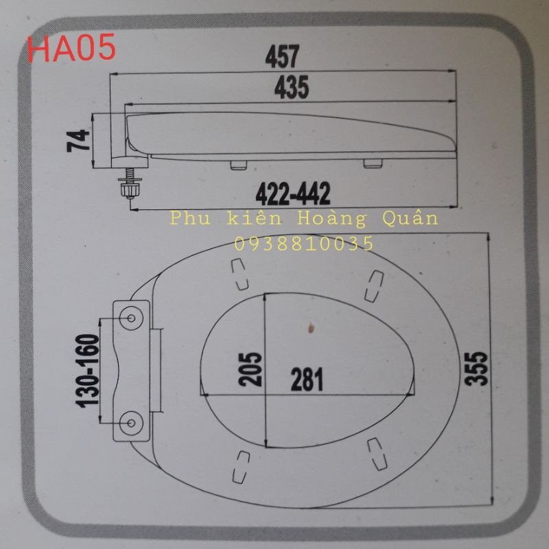 NẮP BỒN CẦU RƠI ÊM - NẮP BÀN CẦU HA05