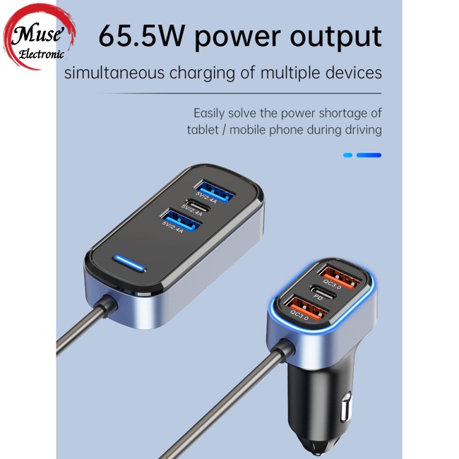 Bộ Sạc Nhanh SC05 65.5w PD / QC3.0 Hiển Thị Điện Áp Usb Hub Cho Xe Hơi
