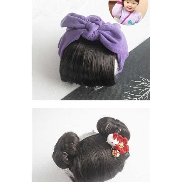 Búi tóc giả thắt nơ dễ thương cho bé gái