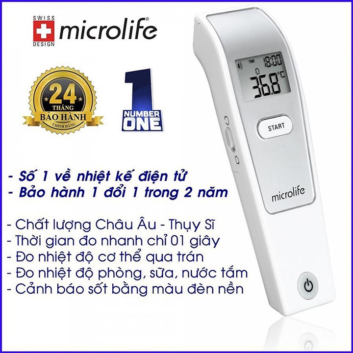 Nhiệt Kế Đo Trán Hồng Ngoại MICROLIFE FR1MF1 - Bảo Hành 2 Năm