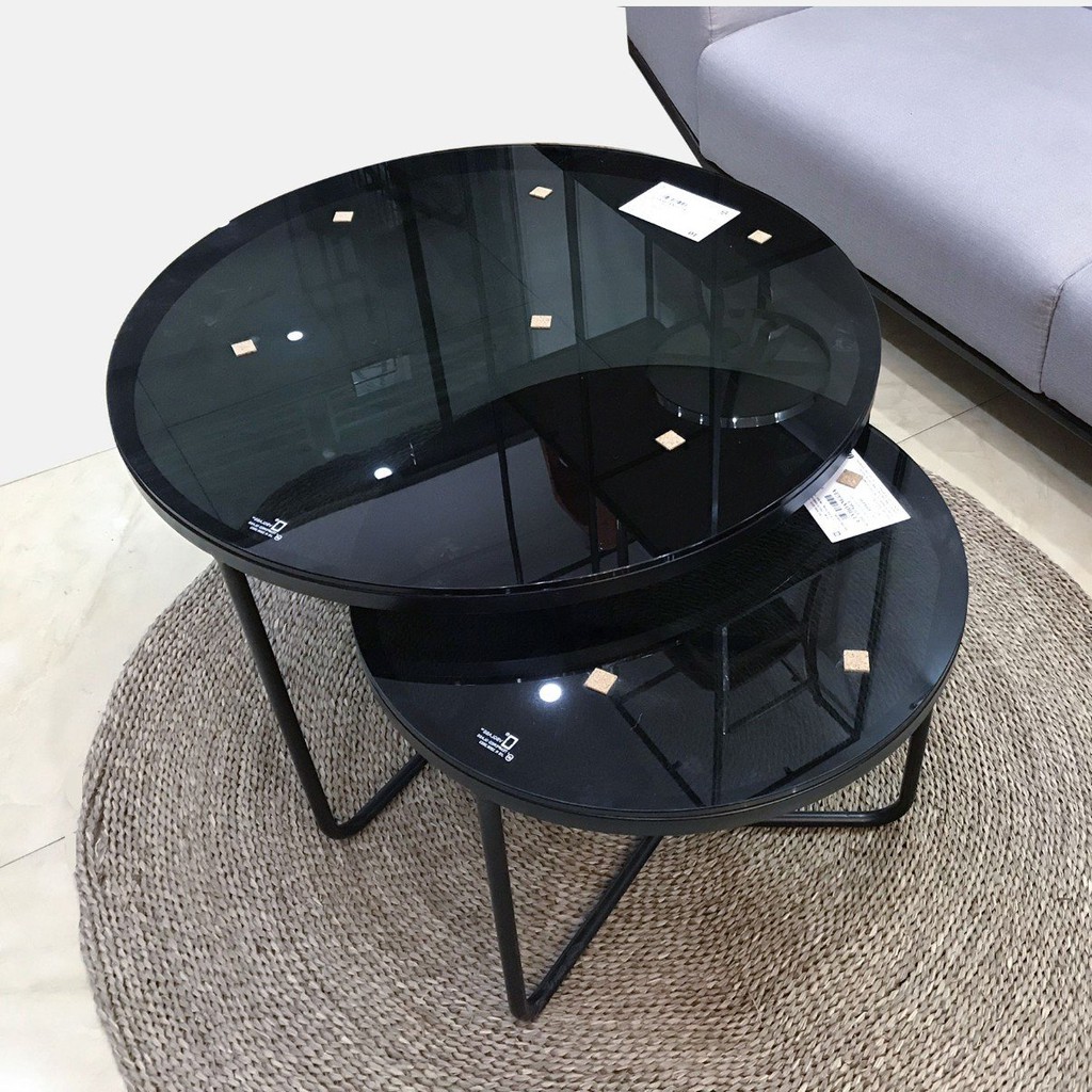 Bàn trà cặp giá rẻ, mặt kính sang trọng đường kính 40cm và 60cm