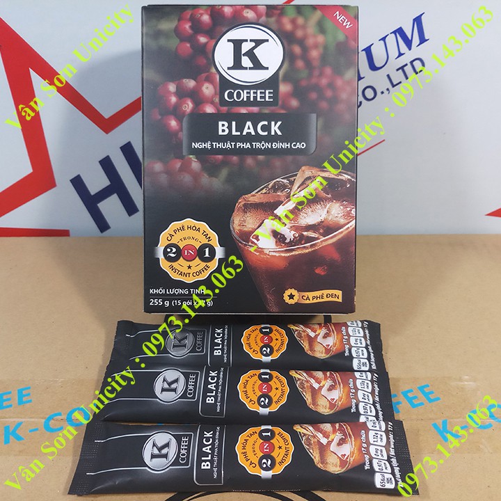 Cà phê đen K Coffee Black Phúc Sinh Hộp 255g (15 gói dài * 17g) | BigBuy360 - bigbuy360.vn