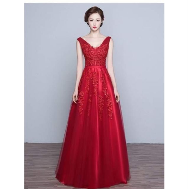 Đầm Maxi cổ tim hoa rơi