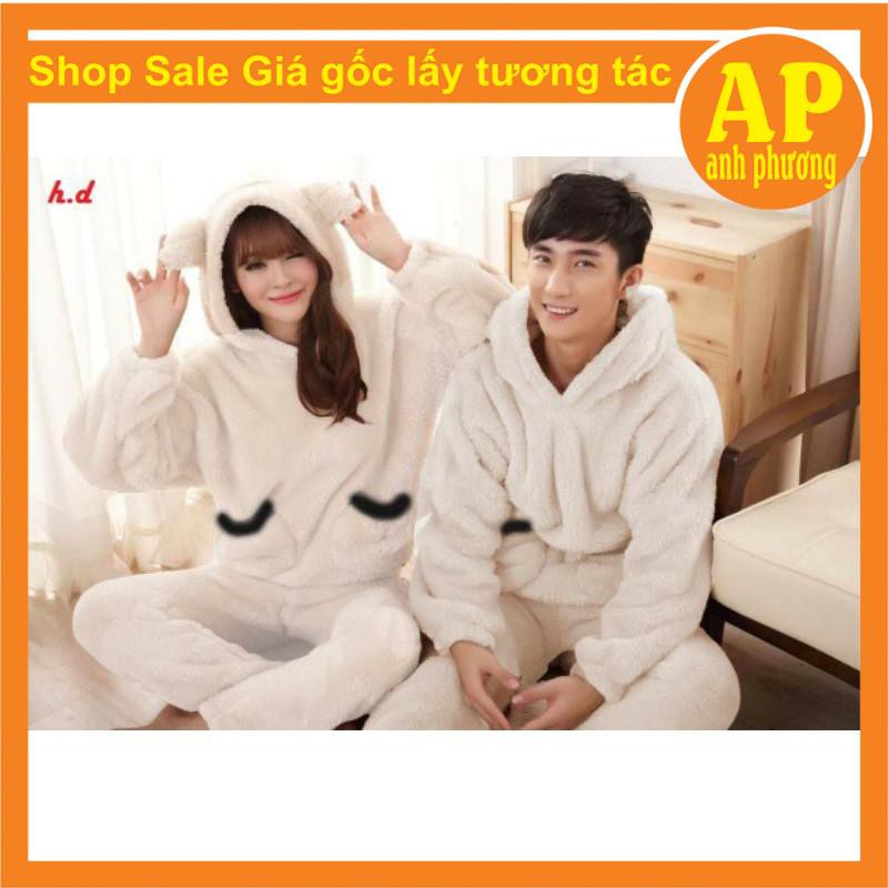 bộ lông gấu túi đen có ảnh thật sp❤️chất lông mềm mịn🌸Đồ ngủ mùa đông lông cừu❤️lót lông❤️form thụng nam nữ❤️mặc đôi