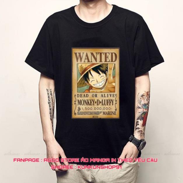 Áo Thun Wanted Các Thanh Viên One Piece Mũ Rơm ( Có Nhận In Theo Yêu Cầu)