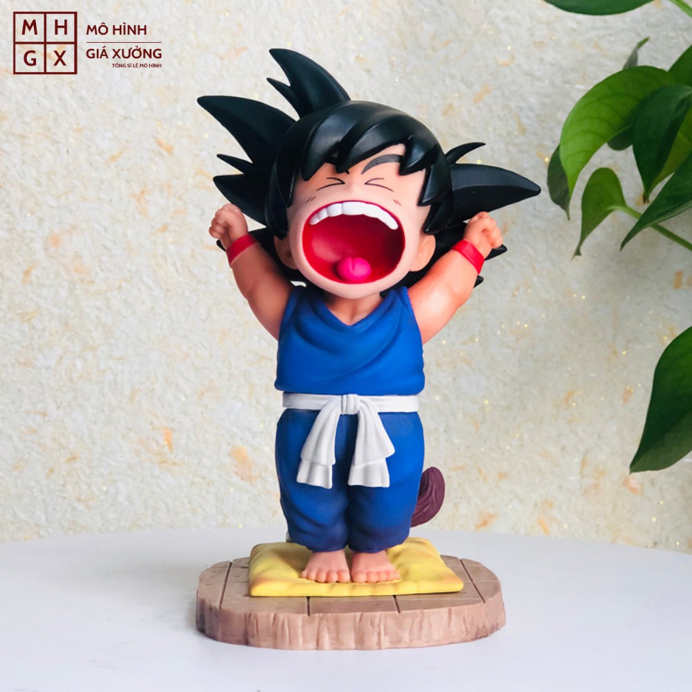 Siêu dễ thương Mô Hình Son Goku Ngáp Ngủ ( 2 màu áo ) - Cao 14cm - Tượng Figure Songoku Dragonball