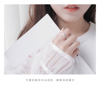 Nhẫn bạc 925 mèo cute