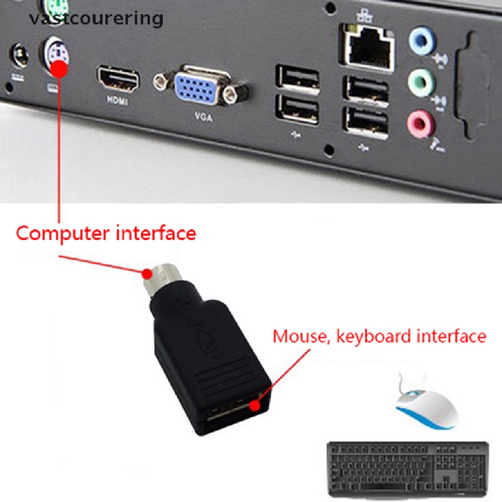 Vast USB To PS2 Adapter Cable Round Head Mouse And Keyboard Interface Converter EN