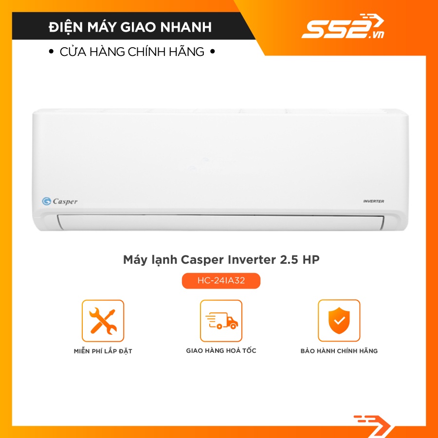 [Miễn Phí Lắp Đặt TP.HCM]Máy lạnh Casper Inverter 2.5 HP HC-24IA32-Hàng Chính Hãng