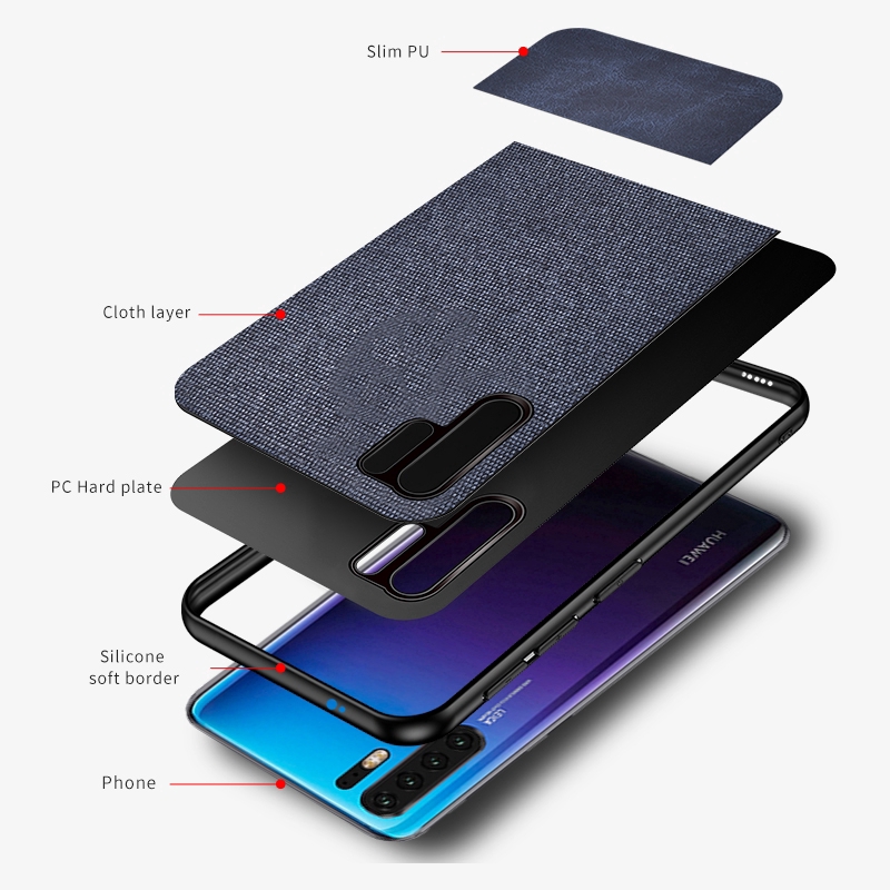 Huawei P30 Pro Lite Luxury Slim Fabric+PU Leather Case Cover High Quality Cavans fabric