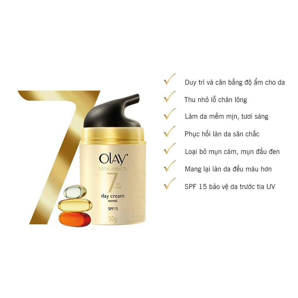 [Chính hãng] Kem dưỡng ngày 7 tác dụng Olay Total Effects 7 in 1 Anti Ageing Moisturiser SPF30 50ml