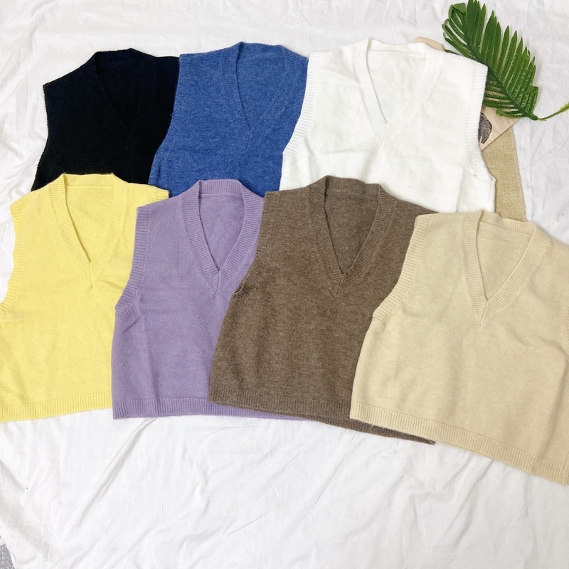 [CÓ SẴN+ẢNH THẬT]Áo gile len nữ cổ tim nhiều màu mẫu xinh xắn mẫu 2020 | BigBuy360 - bigbuy360.vn