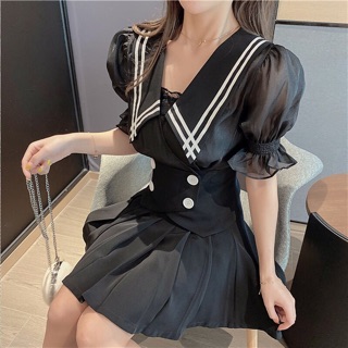 Set Áo Váy Kiểu Dáng Thuỷ Thủ