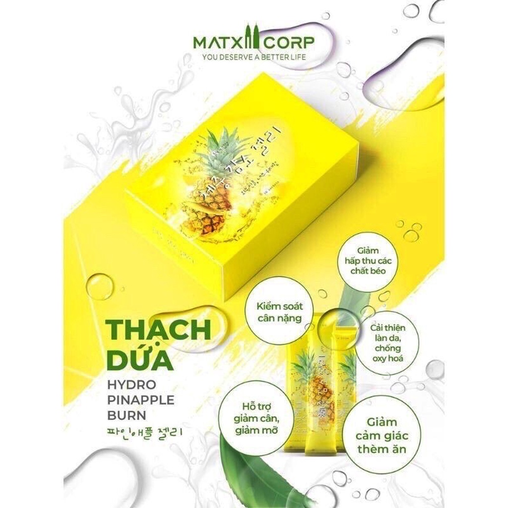 Thạch dứa giảm cân matxi corp chính hãng thạch dứa Hydro Pinapple Burn vị trái cây dứa