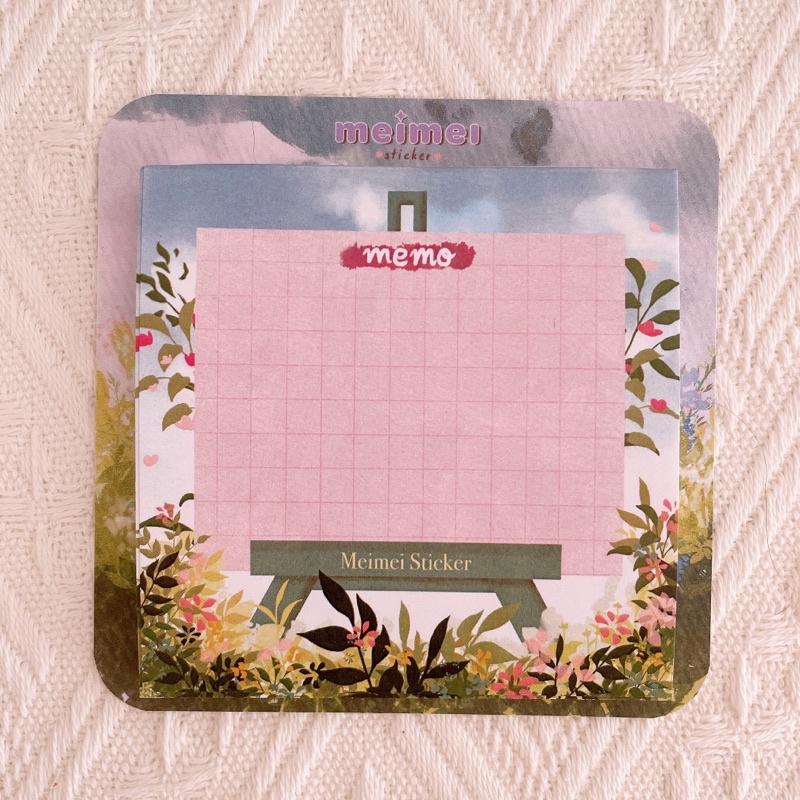 Meimei Sticker - Notepad Flower Garden tập giấy ghi chú và Combo sticker Flower Wreath