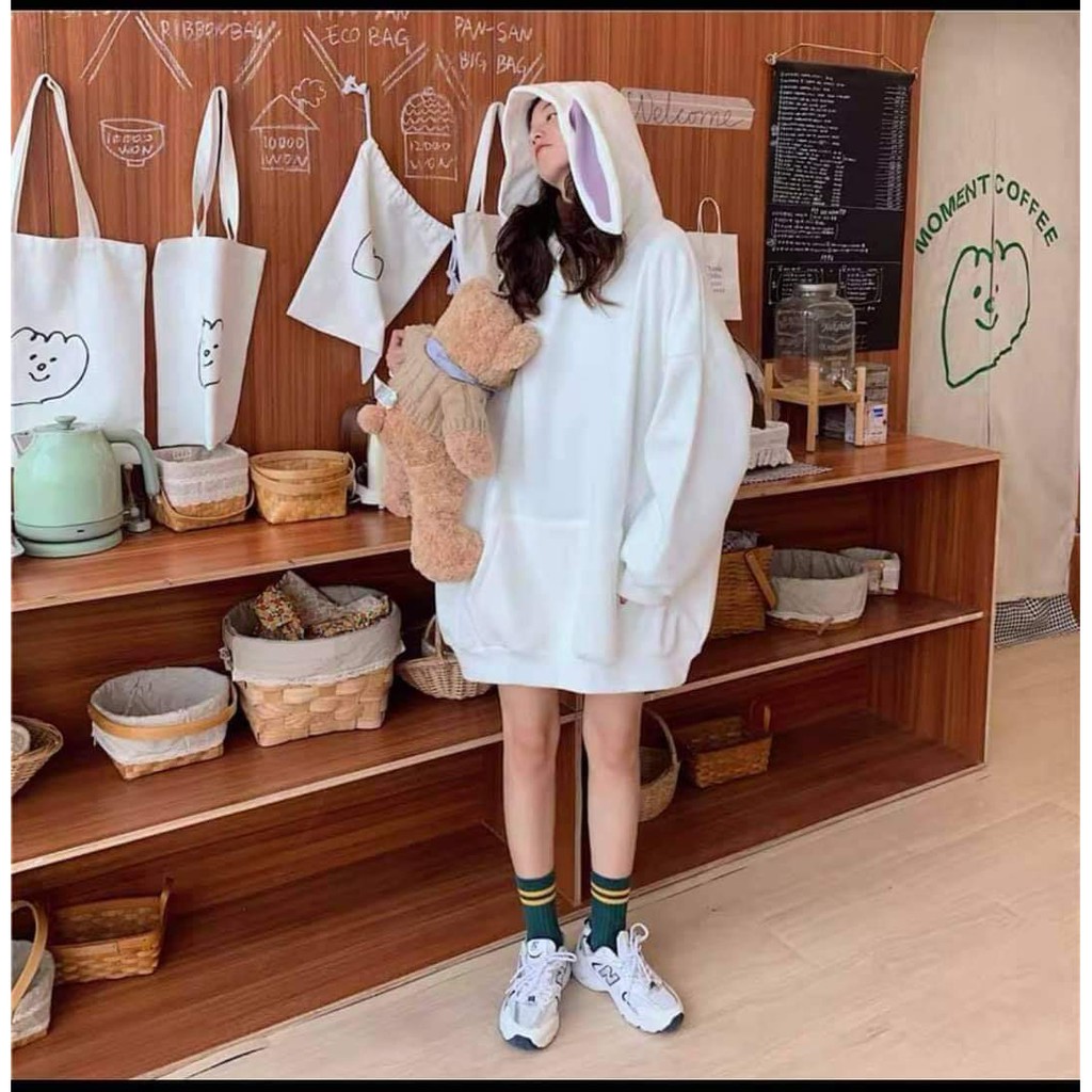 Áo Hoodie TAI THỎ KUTE Form Rộng Cực Xinh Yêu