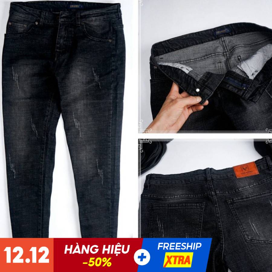 Quần Jean Nam - Quần Bò Nam VERATINO Vải Cao Cấp Không Phai Hàng VNXK Màu Xám