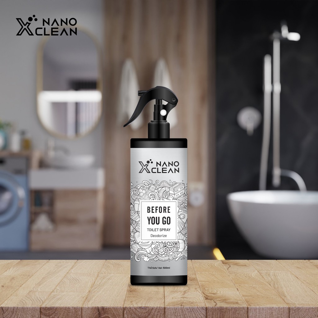 [CHÍNH HÃNG] CHAI XỊT NANO BẠC DIỆT KHUẨN KHỬ MÙI TOILET NHÀ VỆ SINH -NANO XCLEAN TOILET SPRAY 500ML- AHT CORP (AHTC)