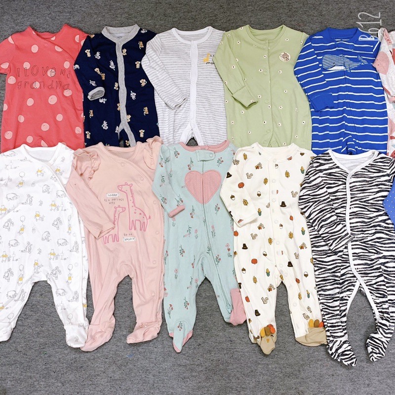 [HÀNG LOẠI 1]  Body Sleepsuit cotton xuất dư liền tất dành cho bé trai bé gái 0-24m[NGẪU NHIÊN]