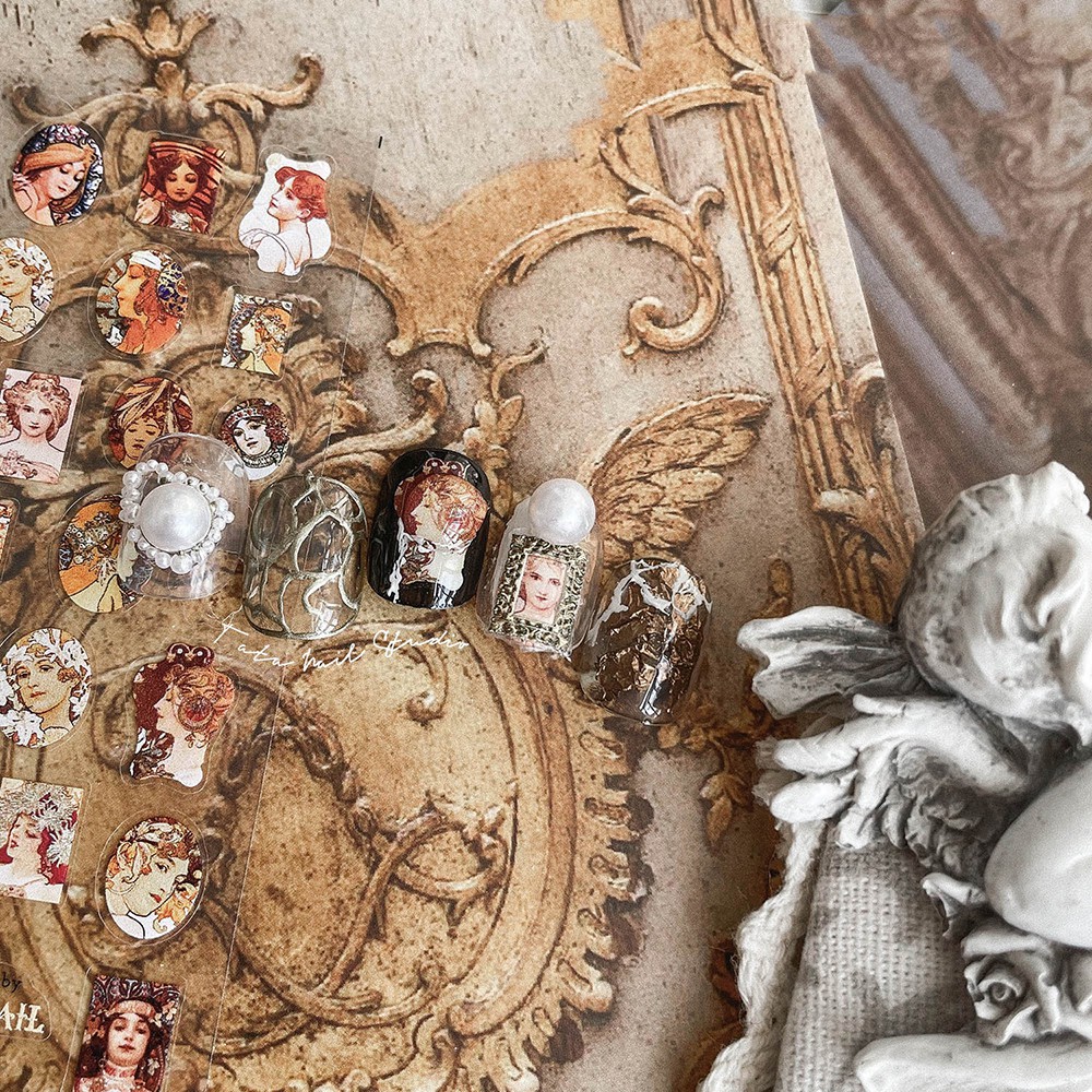 Miếng Dán Trang Trí Móng Tay Phong Cách Boho Cổ Điển Siêu Mỏng Diy