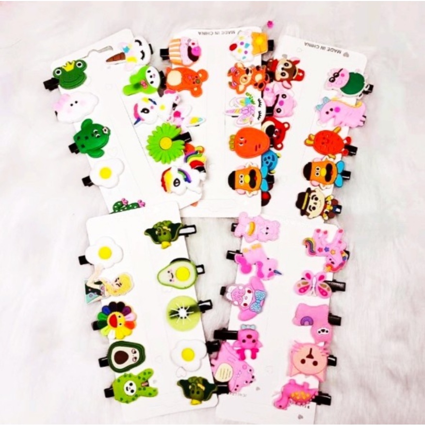 Vỉ 10 kẹp tóc mái hoa quả trái cây chibi hoạt hình cute cho bé gái