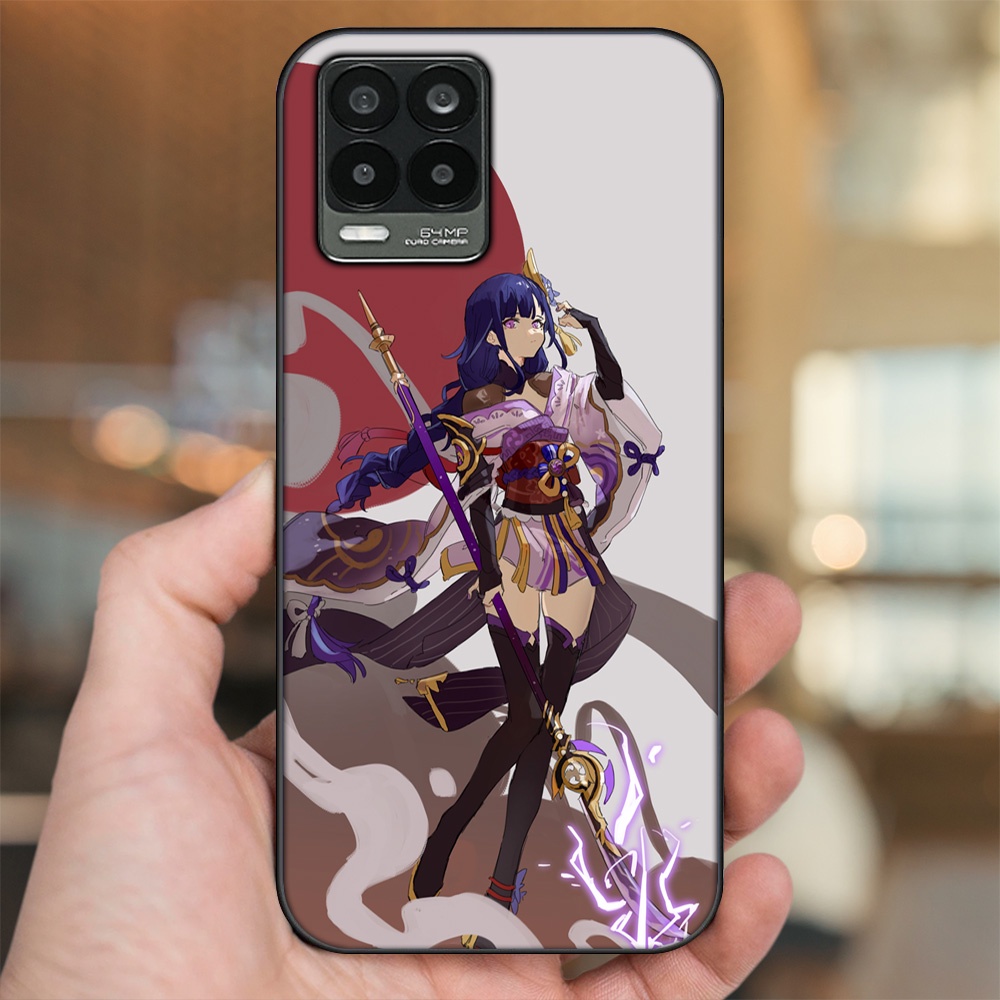 Ốp lưng Realme 8, 8 Pro viền đen in hình Raiden Shogun Genshin Impact