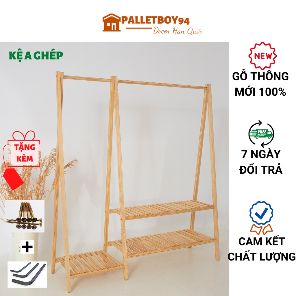 KỆ TREO QUẦN ÁO CHỮ A GHÉP / KỆ TREO QUẦN ÁO ĐÔI, GỖ THÔNG MỸ, ĐÃ SƠN DẦU KHOÁNG BẢO VỆ GỖ