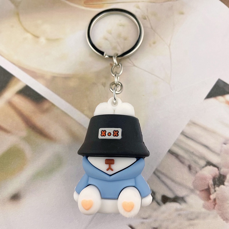Móc khóa thỏ đội nón đáng yêu
