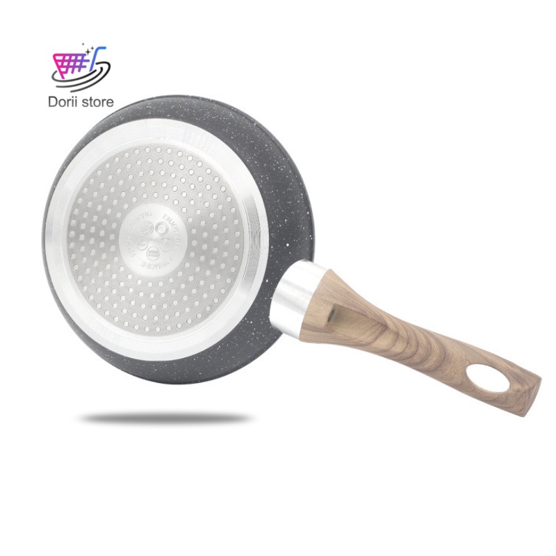Chảo Chống Dính Vân Đá Hoa Cương, Chảo Cán Gỗ Size 16-24-26cm Cao Cấp Dùng Mọi Loại Bếp
