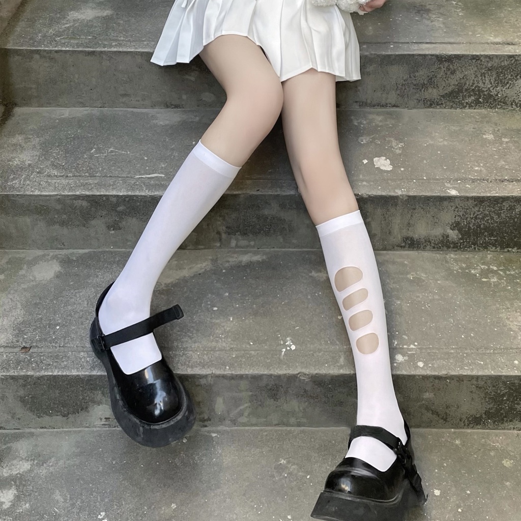 Tất nhung cao cổ thiết kế cắt lỗ hợp thời trang phong cách Hàn Quốc cá tính dành cho nữ | BigBuy360 - bigbuy360.vn