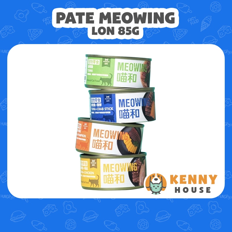 Pate Meowing cho mèo lon 85g hàng cao cấp dạng thịt xé topping