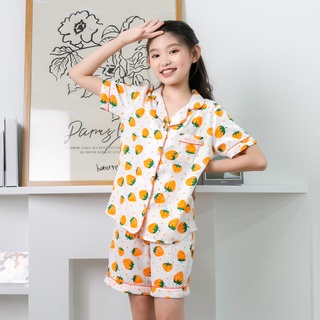Đồ bộ Pijama cho bé gái áo cộc quần đùi họa tiết trái cây ngọt ngào