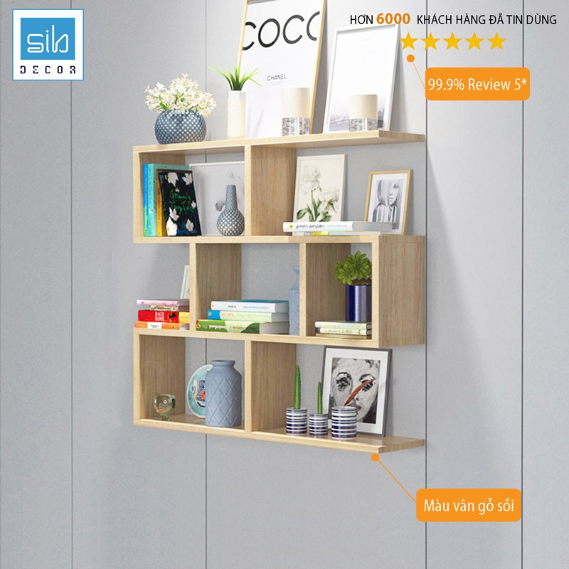 SIB DECOR - Kệ Sách Gỗ Treo Tường 4 Tầng Đơn Giản Mà Đẹp 80 x 82 x 15cm (Nhiều màu)