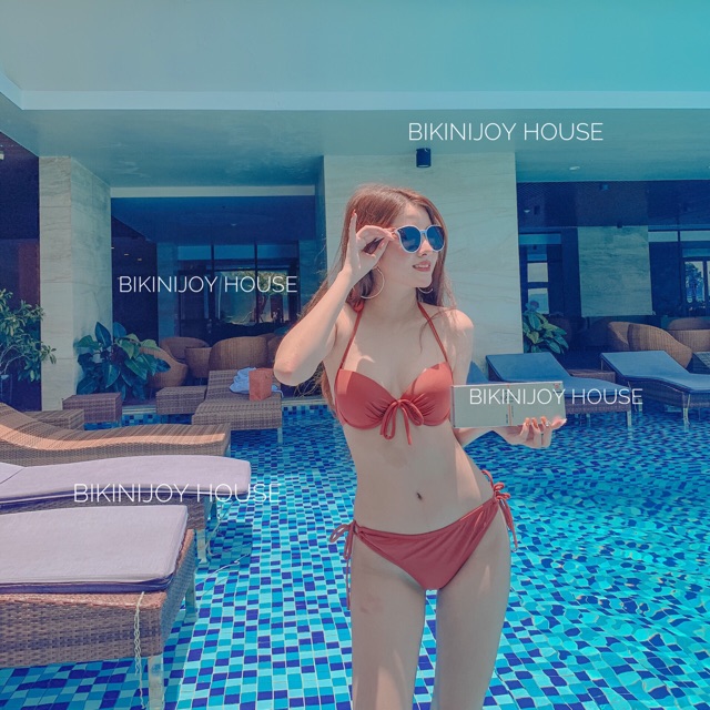 Bikini 2 mảnh nâng ngực cam đất