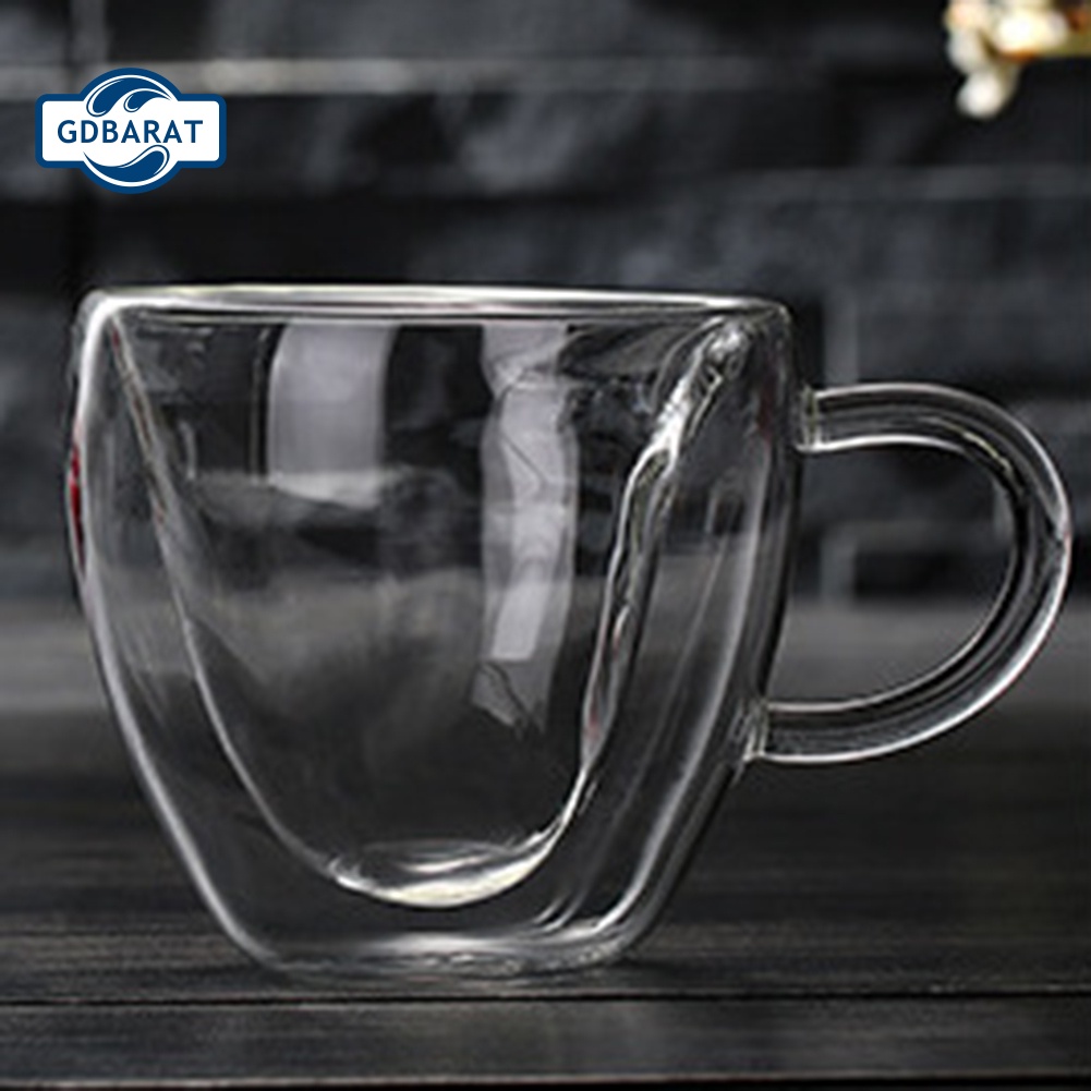 Cốc Thủy Tinh Uống Rượu Whiskey Hai Lớp Hình Trái Tim 180 / 240ml