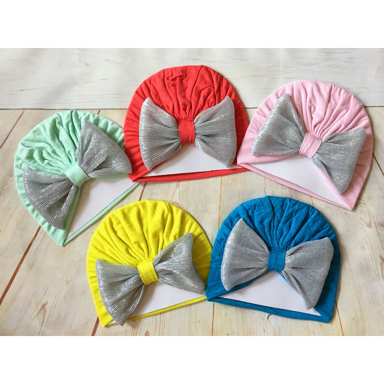 Mũ Turban Nơ Kim Tuyến Cho Bé Gái/ Nón Turban