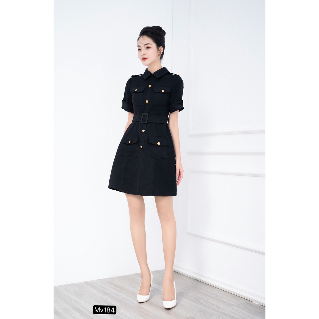 VÁY KATE ĐEN CỔ SƠ MI DÁNG CHỮ A ĐI LÀM ĐI CHƠI THIẾT KẾ MC Mv184