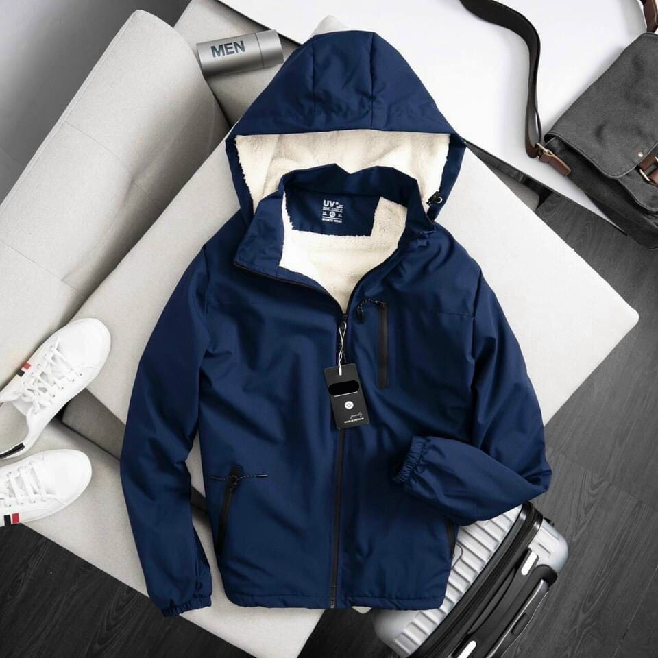 Áo khoác nam lót lông 3 khoá DULLO mã D282 chất vải gió tráng bạc chống nước, lót lông dày dặn