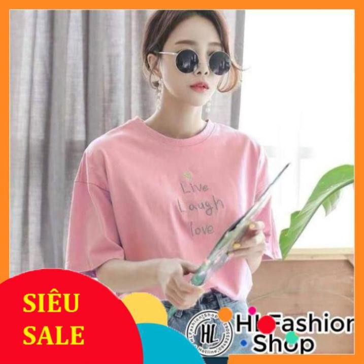 Áo thun tay lỡ chữ Live Laught Love cực xinh - form rộng freesize