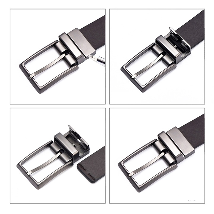 Thắt lưng nam khóa xoay sử dụng 2 mặt dây, nịt bụng nam da bò saffiano cao cấp siêu bền dễ phối trang phục - Fox Leather