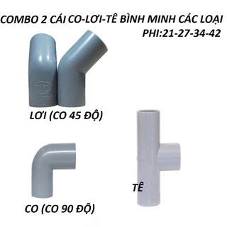 COMBO 2 CÁI CO,LƠI,TÊ PHỤ KIỆN ỐNG NƯỚC BÌNH MINH CÁC LOẠI