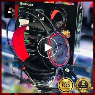 Tai Nghe Nhạc Headphone Gaming Chụp Tai Có Dây BOSSTON HS12 Led RGB Tai Nghe Game Thủ Có Mic Máy Vi Tính Laptop Pc
